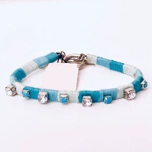 NWT Vintage Y2K Aeropostale Blue White Silver Woven Bling Rhinestone Bracelet